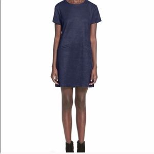 WAYF Mini Shift Dress Suede Look Welted  Pockets M